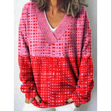 Christmas Abstract 3D Print Big V-Neck Long-Sleeved