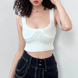 Sexy Knit Solid Color Small Vest Wool Knit Crop