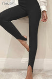 Skinny Elastic High Waist Stretchy Sports Sweatpants Women Trousers Slit Fashion Flared Leggings Joggers 2023