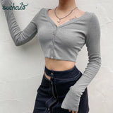SUCHCUTE Knitting Women Cardigan V-Neck Elegant Streetwear Shirts Modis Autumn Winter 2020 Korean Style Casual Female Crop
