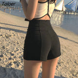 Women High Waist Solid Shaped Summer Korean Style All-match Ins Sexy Slim Hot Short Streetwear Harajuku Ulzzang