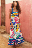 Toloer Southeast Asia New Small Flower Wave Sling Skirt High-End Temperament A-Line