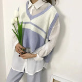 Sweater Vest Women Striped Loose Preppy Sleeveless Sweaters Students Korean Style Autumn Winter Outwear Chic Retro Knitted