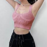 Sexy Knit Solid Color Small Vest Wool Knit Crop