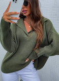 V-Neck Turndown Collar Regular Pullover