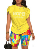Women's Temperament Commuting Trousers Round-Neck Short-Sleeved Set In Autumn