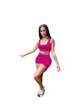 Fashion Printed Cutout Ruched Casual Two Piece Shorts