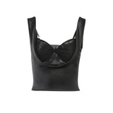 Women's Summer Retro Vintage Y2K Tank Tops Swing Collar Sleeveless Bra Lace Bow Front Slim Fit Cutout Satin Crop Tops-Outfit