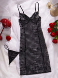 New Women's Black Mesh Perspective Sling Dress Sexy Waist