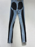Women's Denim Pants Contrast Color Slim Split Patchwork High Quality Thin Pencil Pants 2024 Summer New Fashion 11XX4831-Outfit