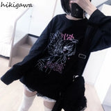 Ropa Mujer Woman Tshirts Long Sleeve Casual Tees Fashion Anime Print Y2k Tops Clothes for Teens Japanese Oversized T-shirt-Outfit
