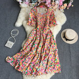 Broken Flowers Tighten Short-Sleeved Dress-Outfit