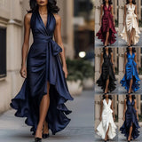 And Summer 2025 New Leisure Long Shirt INS Loose Vacation V-Neck Dress