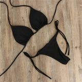 Hanging Neck Strap Adjustable Sexy Bikini Women Split Strap Multi-Color Three-Point
