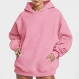 Women's Coat Women's New Fashion Pure Color Loose Casual Temperament Long-Sleeved Hooded Spring Sweater Women