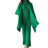 2025 New Solid Color Retro Base Knitted Bat Shirt Shawl Three Sets Of