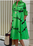New Fashion Print Shirt Collar Long Women's