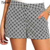 New Fashion Plaid Shorts Woman Shorts Summer Black and White Mid Waist Casual Pocket Straight Shorts Hot