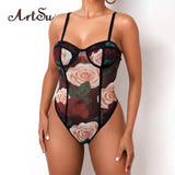 Long Sleeve Square Collar Patchwork Floral Print Mesh Mini Dress Autumn Winter Women Fashion Sexy Party Club