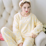 Heart Fur Suit Set Home Wear 2 Pieces Set Outfits Women Winter Warm Fur Pllover & Pants Female