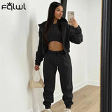 Winter Casual 3 Three Piece Set Tracksuit Sweatsuits For Women Outfits Long Sleeve Hoodie Top Baggy Pants Matching