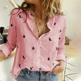 Birds Print Shirts 35% Cotton Long Sleeve Female Tops 2020 Spring Summer Loose Casual Office Ladies Shirt Plus Size