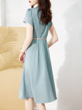 Toloer Collared Color Wave Point Skirt 24 Summer New Waist Simple Temperament Elegant Fashion Age Reduction Women's