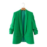 New Pleated Sleeve Sag Urban Leisure Candy Color Women's Suit Coat-Outfit