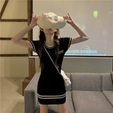 Temperament Sexy Knitted Dress Women's Summer 2025 New Niche Design Chic Skirt A Word