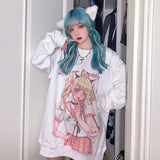 Deeptown Autumn Winter Anime Print Hoodie Women Kawaii Comics Sweatshirt Japan Preppy Style Thick Soft E Girl Oversized