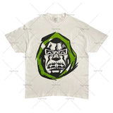 retro women skull print pattern pure cotton short-sleeved Y2k Gothic loose casual couple tops oversized T-shirt-Outfit