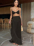 2025 New Three-Point High-Waisted Bikini Half-Dress Three-Piece Solid Color Split Body