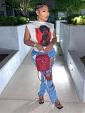 Summer Streetwear Sleeveless Bandage Crop Tops Women 2023 Funny O Neck Graphic T Shirts Tees Loose T Shirt White Tops 319-0-Outfit