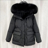 2022 Oversized Cotton Padded Jacket Parka Big Fur Collar Winter Down Jacket Women Thick Warm Parkas Female