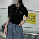 Of Arts And Arts Summer New Mahua Butterfly Embroidery Small Cicpic Design Sense Knitted Short Sleeve