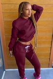 Casual Round Neck Long Sleeve Sweatshirt And Beaded Sweatpants 2 Piece