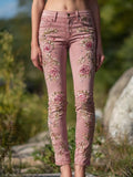 Women's Jeans Women's Trousers Color Flowers 3D Three-Dimensional Printed