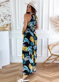 Printed Sweet O-Neck Sleeveless Beach Maxi