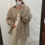 Harajuku Corduroy Jackets Women Winter Autumn Coats Plus Size Overcoats Female Big Tops Cute Jackets Solid Color