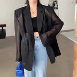 Casual Solid Blazer For Women Notched Collar Long Sleeve Minimalist Blazers Female Clothing Style New 2022