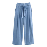 New Bag Cover Short Shirt 799005 With Belt Wide Leg Trousers 7990051-Outfit