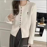 Neck Short Sweater Women 2024 Fall New Design Sense Minority Soft Waxy Lazy Sweater Sweater Girl-Outfit