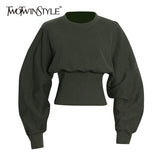 Green Sweatshirts For Women Slim Plain O Neck Long Sleeve Casual Pullovers Female 2021 Autumn Clothing Fashion
