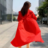 Summer Women's Sun Protection Clothing Long Thin Windbreaker Long Sleeve Plus Size Hooded Breathable Anti-UV Coats