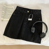 Denim Mini Skirts For Women Korean Style Summer 2023 Sexy Female Wide Leg Jeans Skirt Casual Vintage Blue Black High