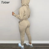 2 Piece Set Tracksuit Women Autumn Winter Fleece Warm Hoodies Top Long Pants Outfits Lounge Wear Jogger Suit