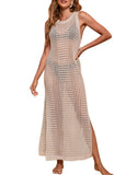 Beach Skirt Long Loose Solid Color Hollow Knitted Swimsuit Shirt Sunscreen