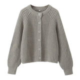2025 New Women's Solid-Color Casual Fashion Coarse Knit Long-Sleeved Sweater Cardigan