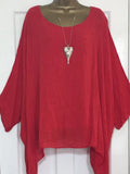 2022 Oversized Tunics Plus Size 5XL Batwing Sleeve Womens Blouses Loose Solid O Neck Shirt Women Asymmetric Tops