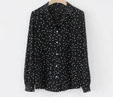 Spring femme Casual print Women Shirts Loose Long Sleeve Patchwork Women dot Blouses Female Top vetement